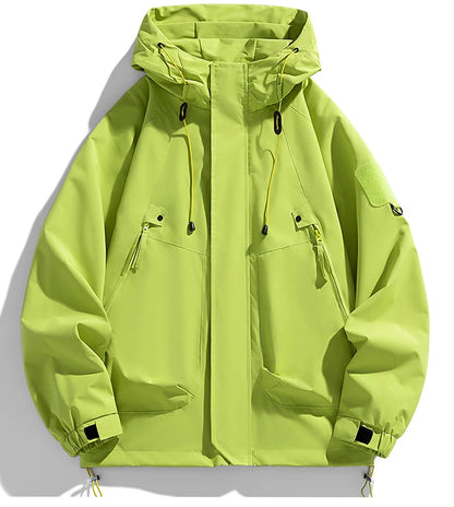 Men's Hooded Waterproof Jacket Black Softshell Camping