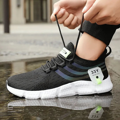 Men's Breathable Lightweight Black Running Sneakers