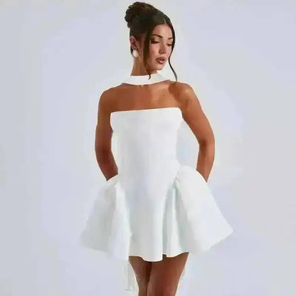Avrilyaan Off Shoulder Backless A-line Mini Dress
