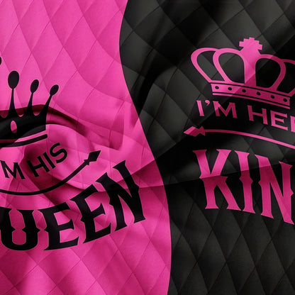 3pcs King and Queen Printed Duvet Cover Set Pink Black