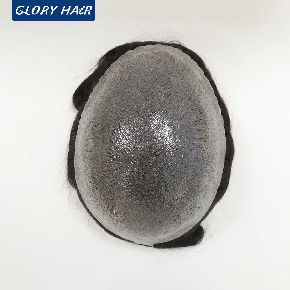 Double Knotted Toupee 130% Density Indian Hair 5 Inch
