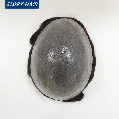 Double Knotted Toupee 130% Density Indian Hair 5 Inch