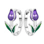 S925 Sterling Silver Iris Flower Hoop Earrings for Women
