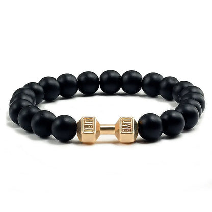 Natural Black Volcanic Lava Stone Dumbbell Bracelet