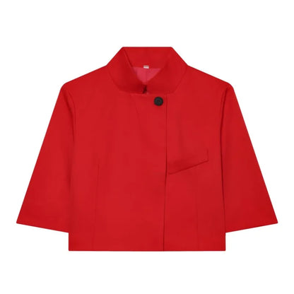 Ladies Short Sleeve Blazer Polyester Stand-up Collar