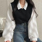 Korean Style Polo Collar Chiffon Blouse for Women