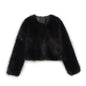 Women's Faux Fur Round Neck Short Jacket