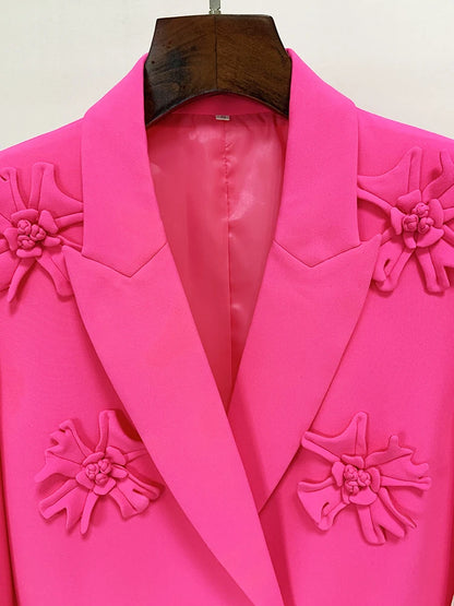 Women's Double Breasted Long Blazer with Appliques