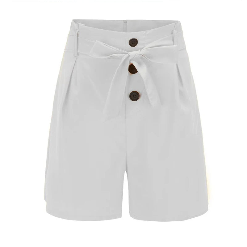 Y2K Solid Button Front Tie Waist Shorts for Women
