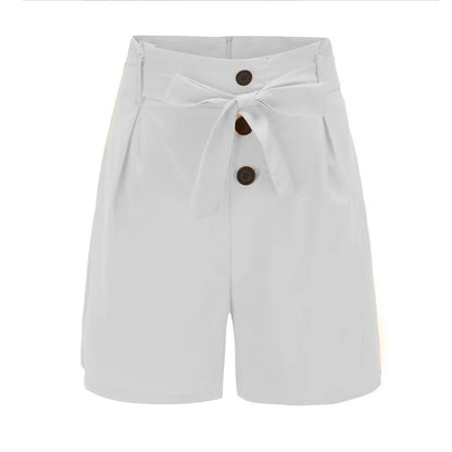 Y2K Solid Button Front Tie Waist Shorts for Women