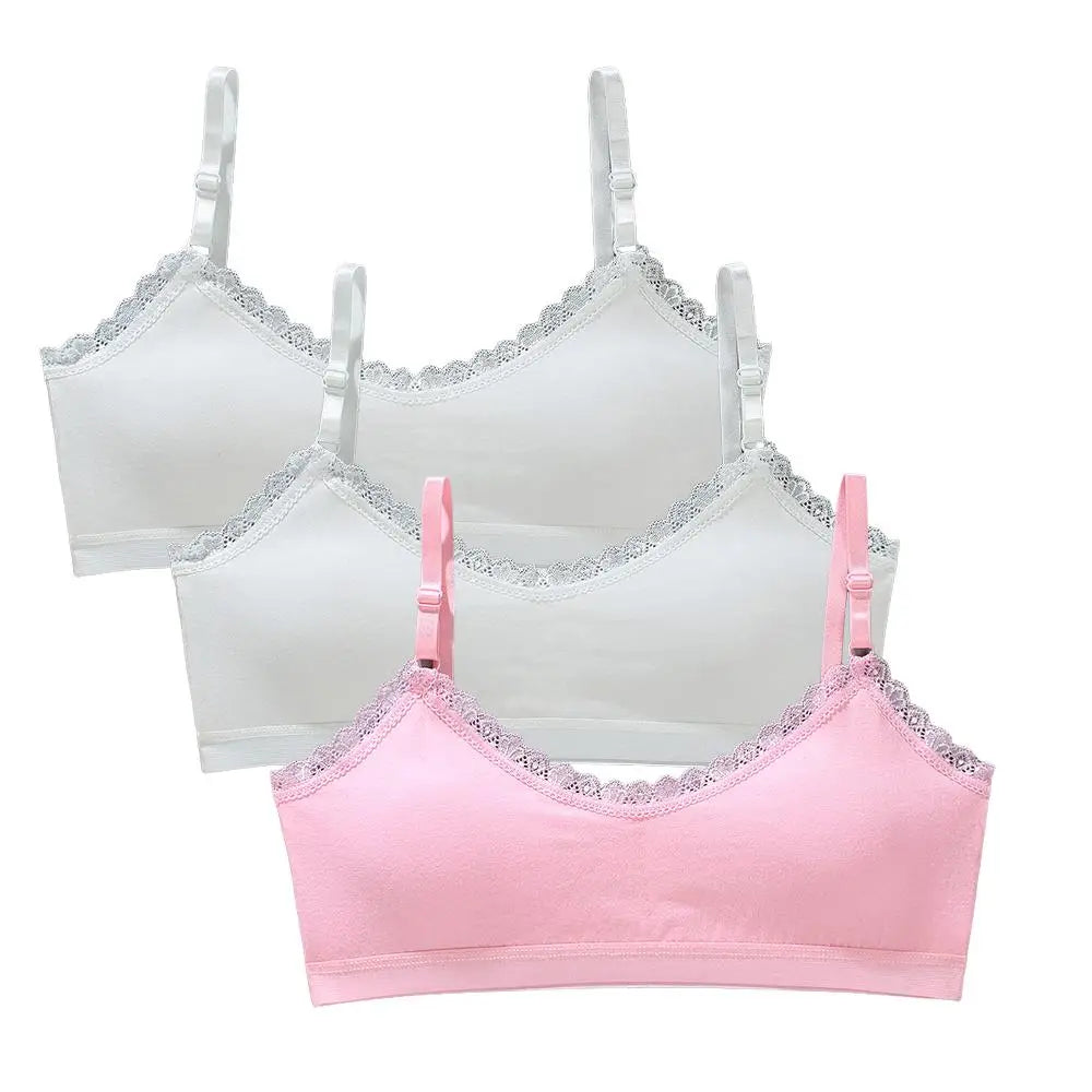 Girls Lace Training Bras Set Cotton Padded Daily Wear