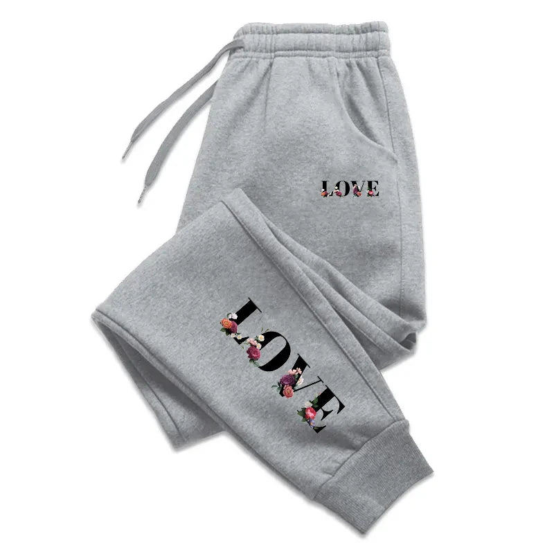 Womens LOVE Letter Print Casual Sweatpants
