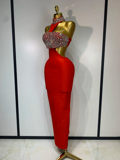 Black Bodycon Bandage Dress with Sparkly Crystals
