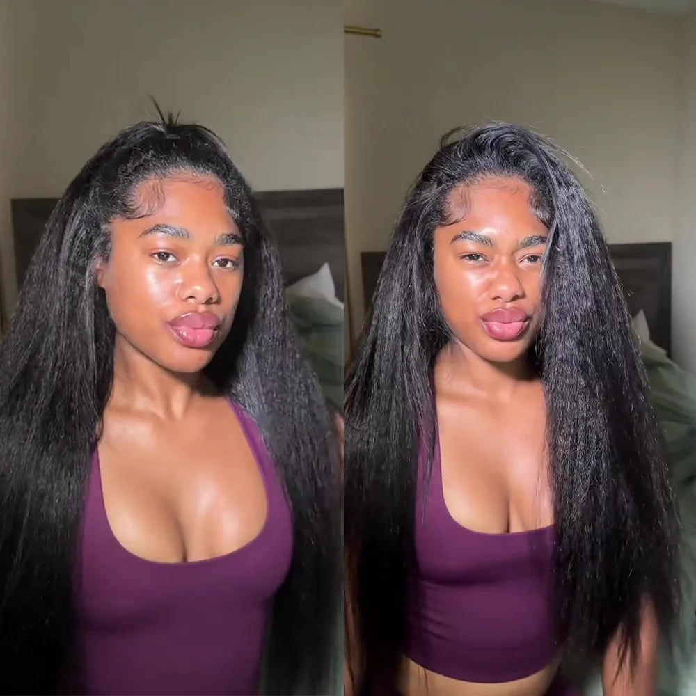 Kinky Straight V Part Wig 220% Density Human Hair