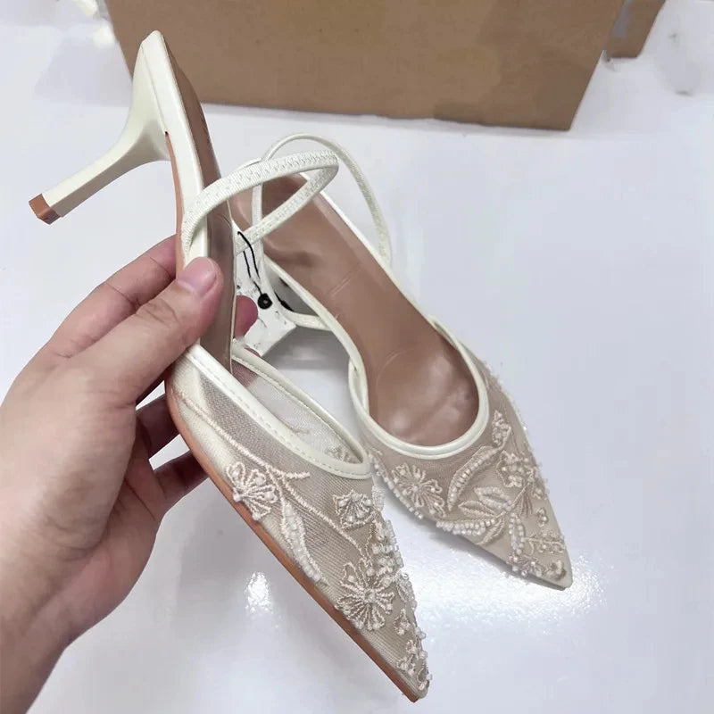 Designer Mesh Open Heel Sandals for Women