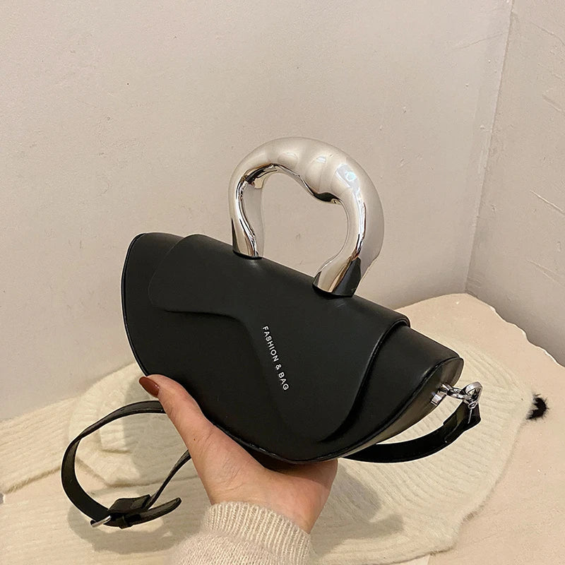 Solid PU Shoulder Bag with Hasp Compartment