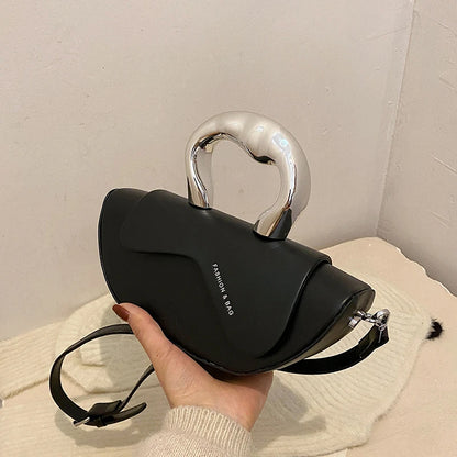 Solid PU Shoulder Bag with Hasp Compartment