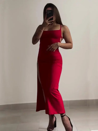 Summer Halter Strap Sheath Dress in Polyester