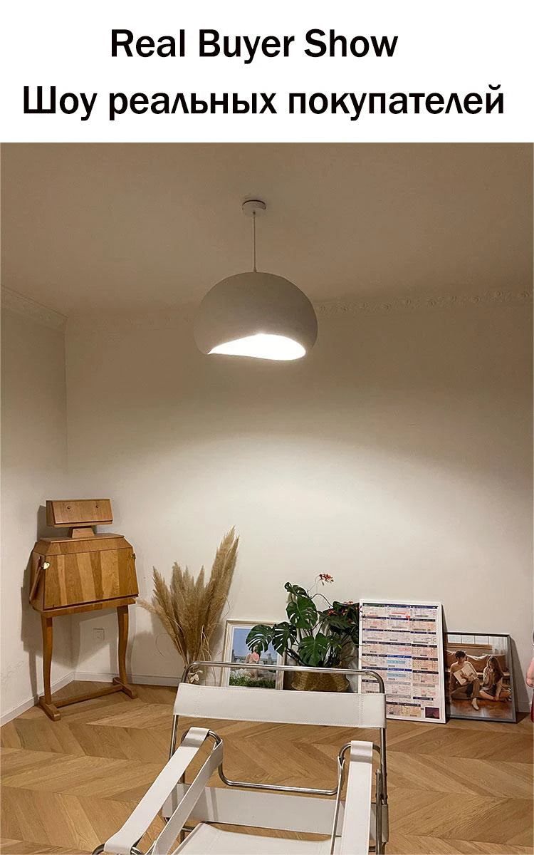 Nordic Wabi Sabi Pendant Lamp Brushed Nickel LED Chandelier
