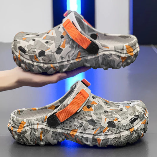 Men's Camouflage Clogs Sandals with Buckle Strap