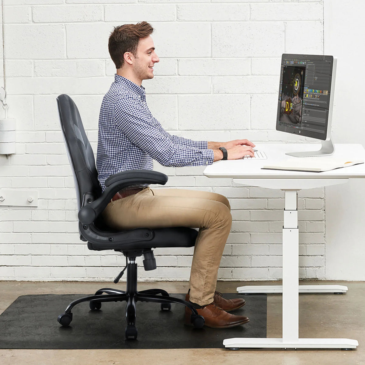 JHK Adjustable PU Leather Gaming Desk Chair