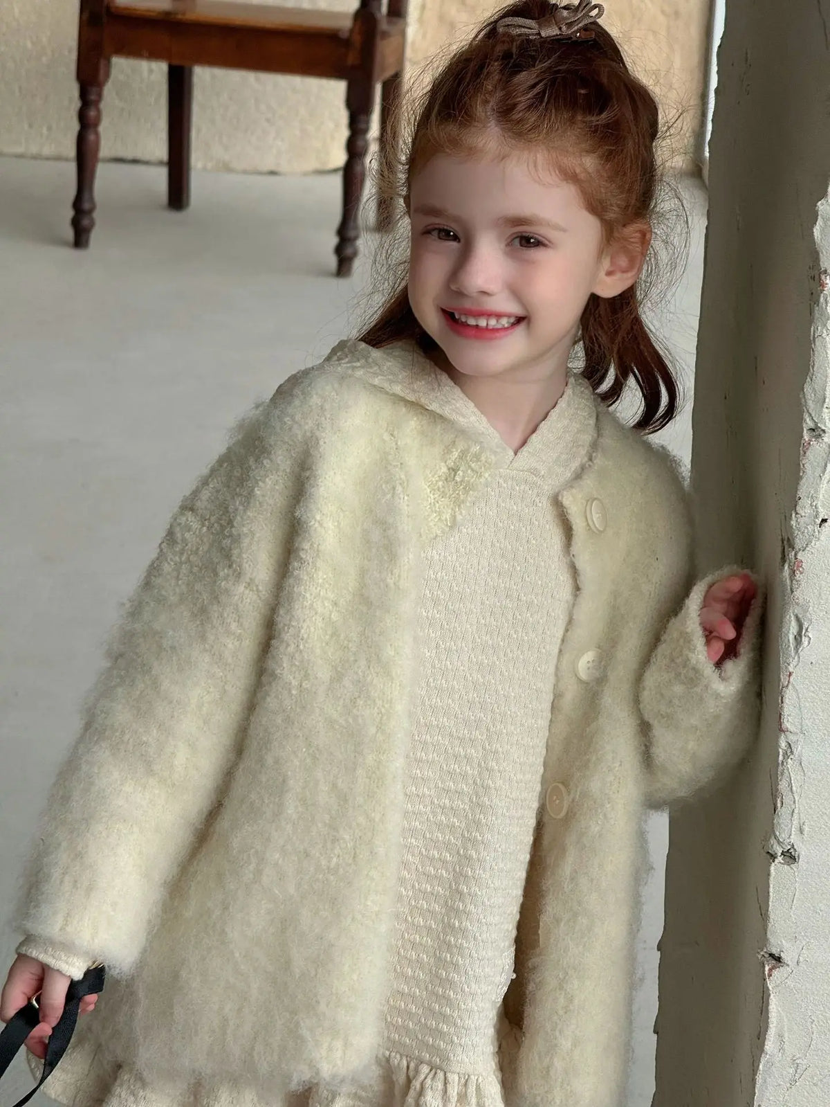 Hooded Knitted Lace Dress for Girls