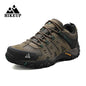 HIKEUP Men's Suede Leather Hiking Shoes Black Gray Khaki