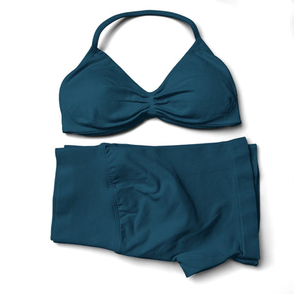 Seamless Strappy Yoga Bra and Scrunch Butt Shorts Set