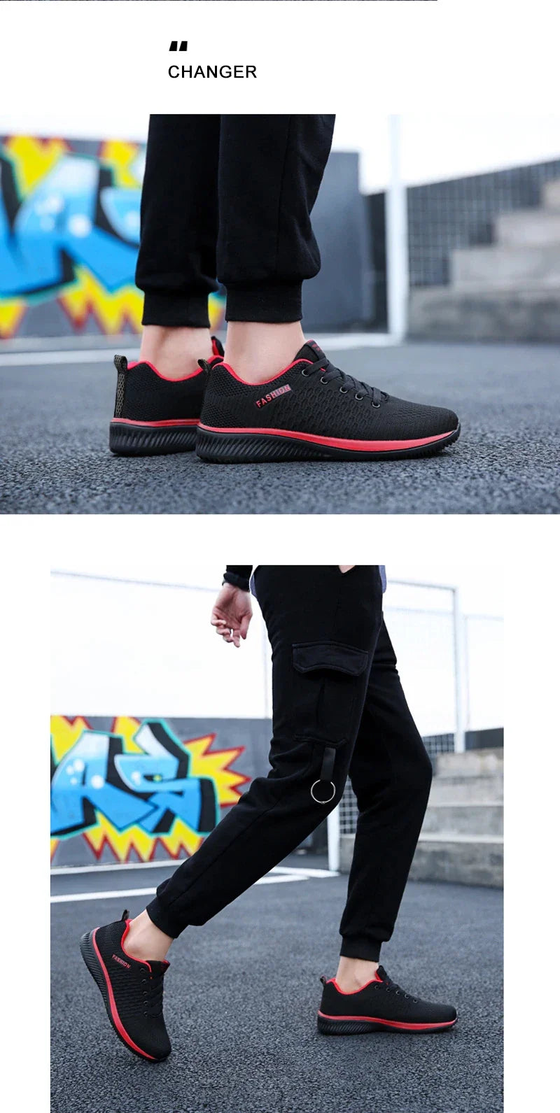 YRZL Black Knit Sneakers for Men Athletic Casual Shoes