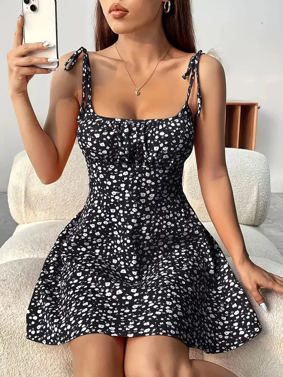 Women's Floral Spaghetti Strap Beach Dress