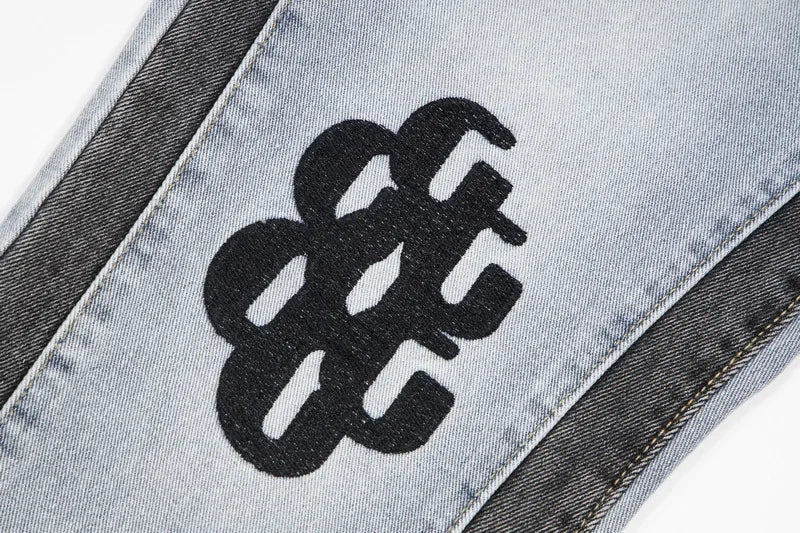 Washed Denim Trousers for Men with Micro-Flared Style