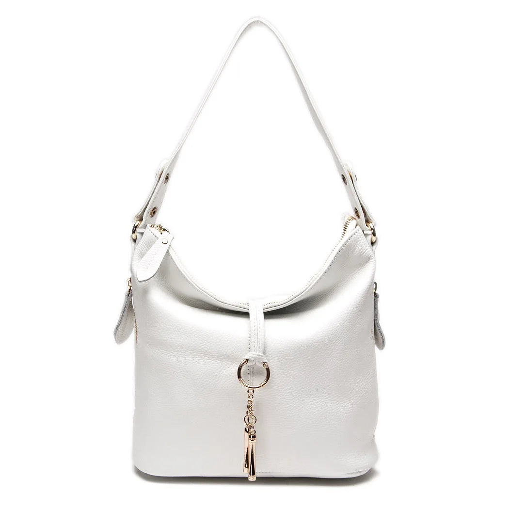 Zency Red Genuine Leather Hobo Shoulder Bag