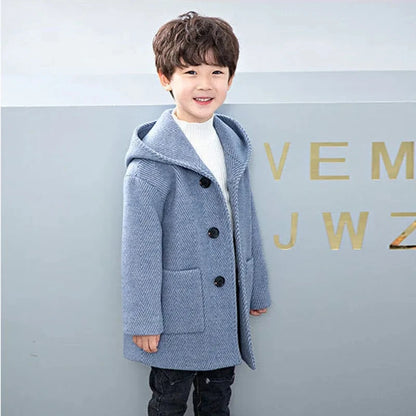 Winter Woolen Jacket for Boys Casual Hooded Coat