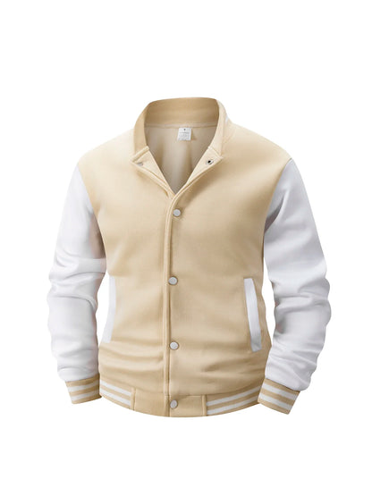 Men's Color Block Fleece-Lined Varsity Jacket