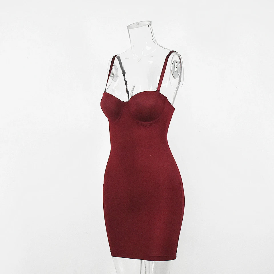 Backless Bodycon Mini Dress with Skinny Straps in Black