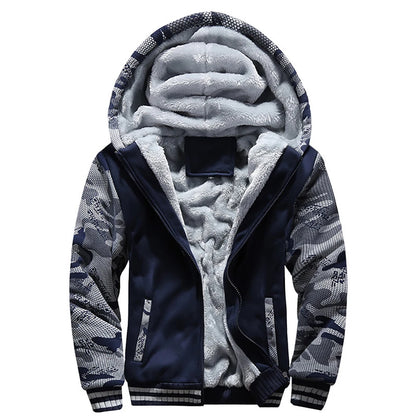Men's Camouflage Winter Jacket Fleece Long Sleeve Coat