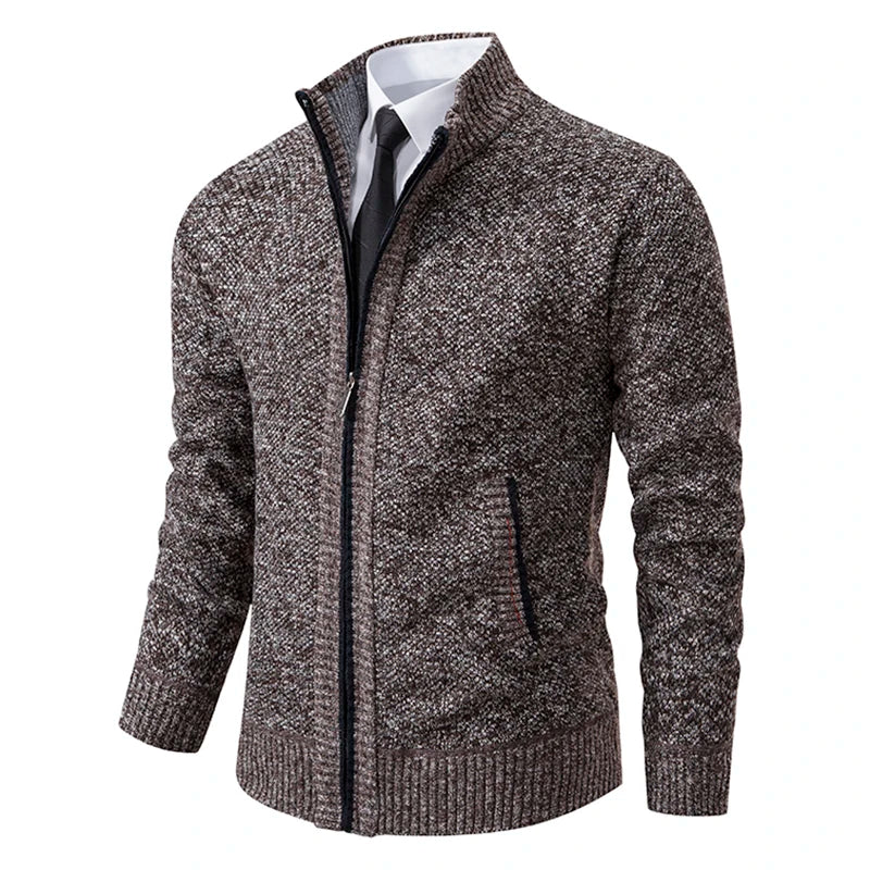 Men's Fleece Zipper Cardigan Casual Sports Coat