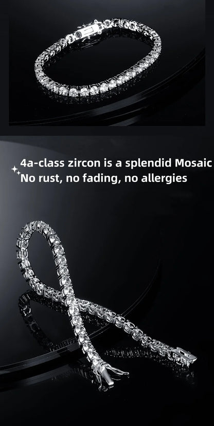 Zircon Tennis Bracelet 925 Silver Plated for Unisex