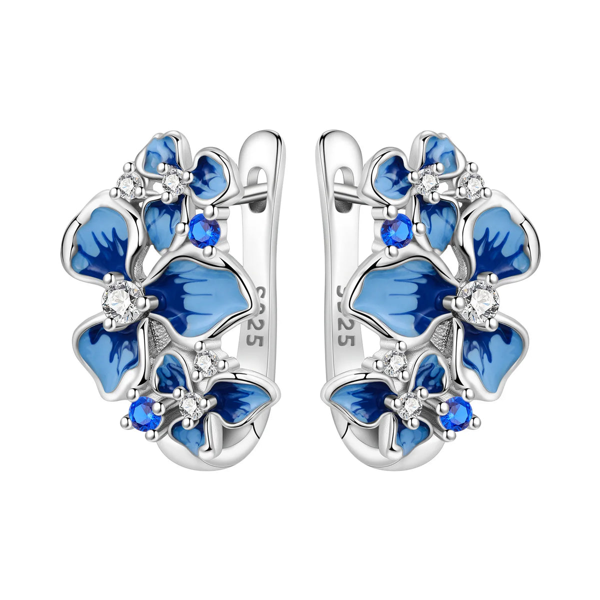 S925 Sterling Silver Iris Flower Hoop Earrings for Women