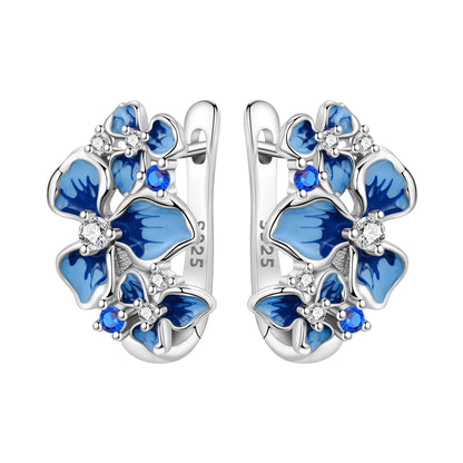 S925 Sterling Silver Iris Flower Hoop Earrings for Women