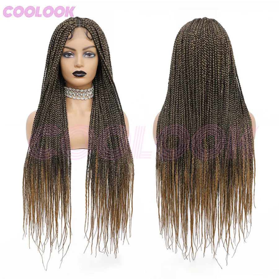 Cornrows Braided Wig 36 Inches Synthetic Hair Black