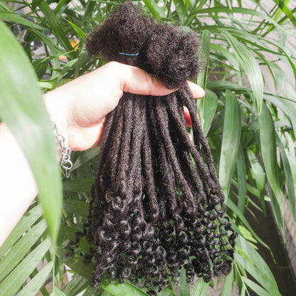Natural Human Hair Dreadlock Extensions 8-12 Inch Curly Ends