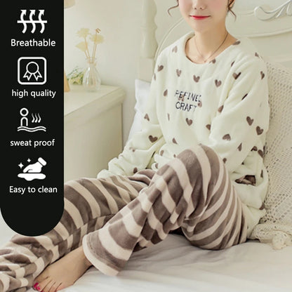 Winter Flannel Couple Pajamas Robe in Coral Velvet