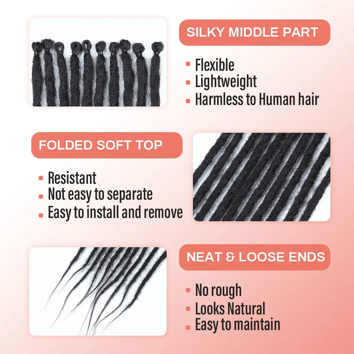24 Inch Ombre Synthetic Dreadlock Extensions 10 Strands