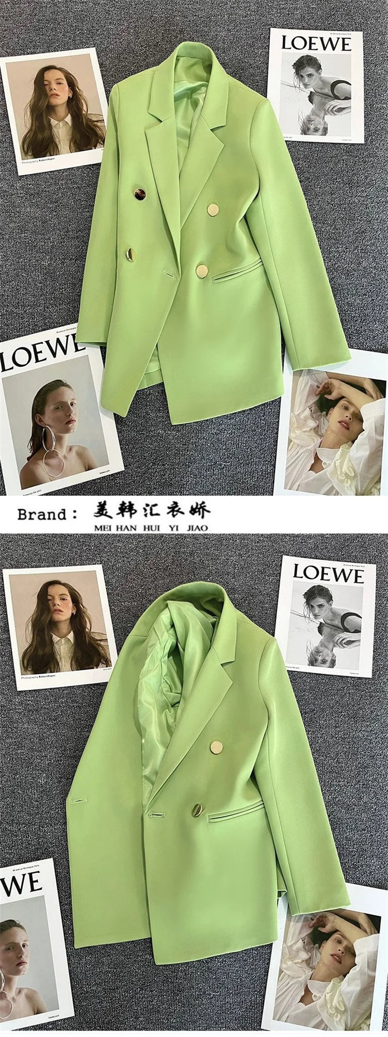 Women Double-Breasted Blazer Casual Suit Jacket