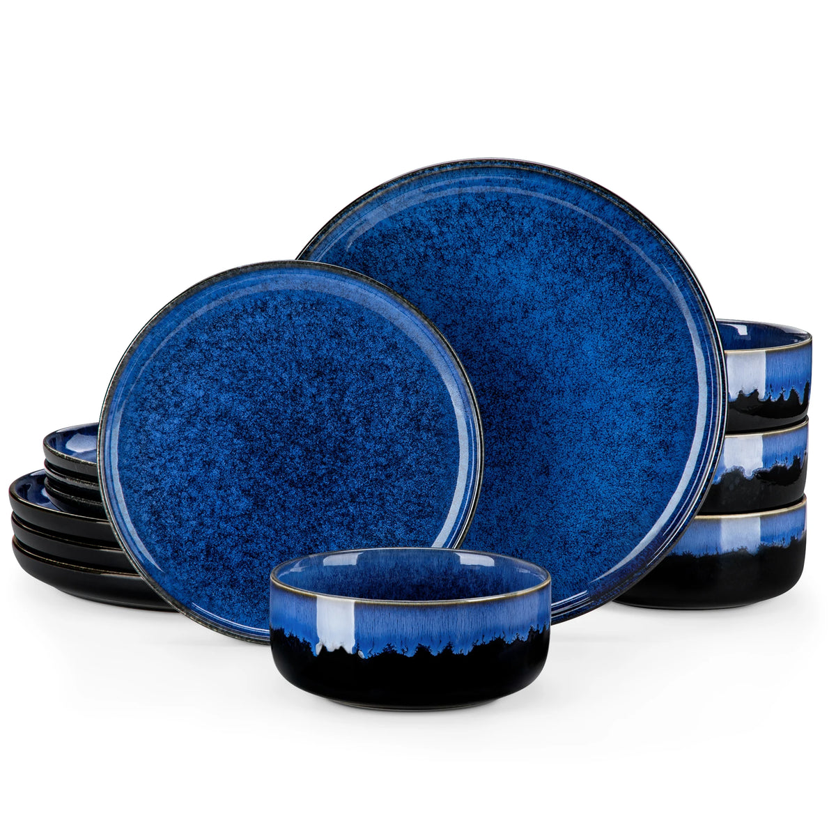 Starry Blue Reactive Glaze Stoneware Dinnerware Set