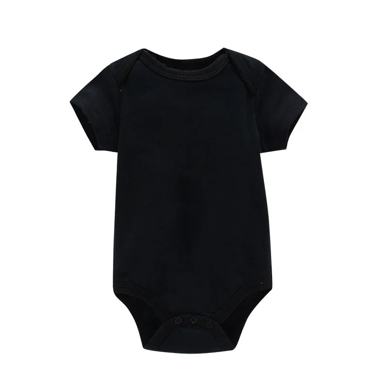 Newborn Baby White Cotton Short Sleeve Romper