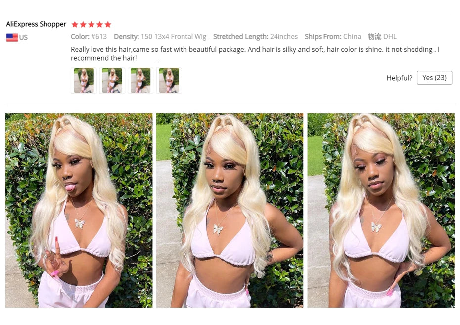 Honey Blonde Body Wave Lace Frontal Wig Brazilian Hair