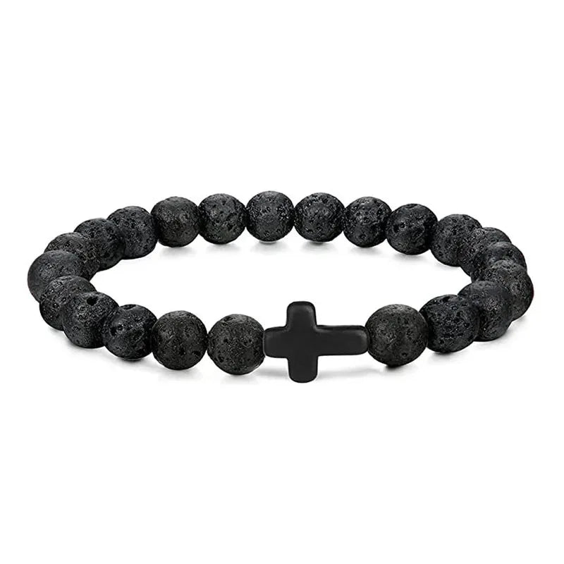 Natural Stone Wood Beads Rosary Bracelet for Meditation