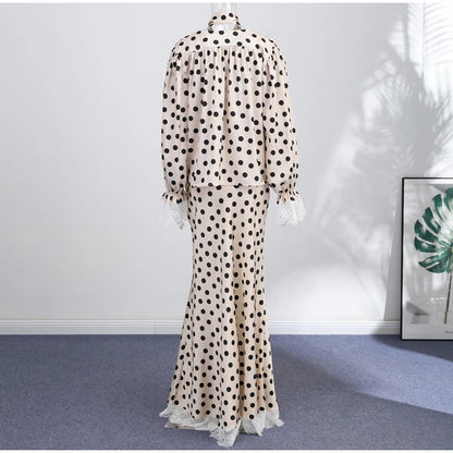 Elegant Satin Polka Dot Maxi Dress for Women